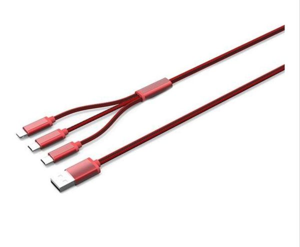 کابل تبدیل USB به MicroUSB/Lightning/Type-c مدل SUI NI XING به طول 1.2 متر