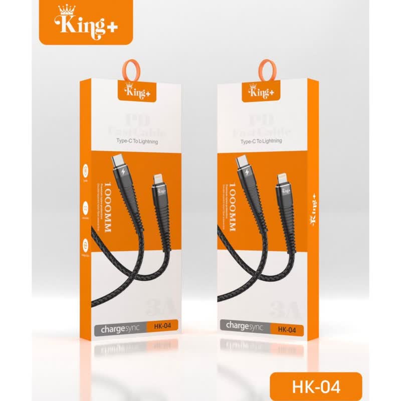 کابل تبدیل USBC به لایتینگ  کینگ پلاس مدل HK04 به طول 100cm